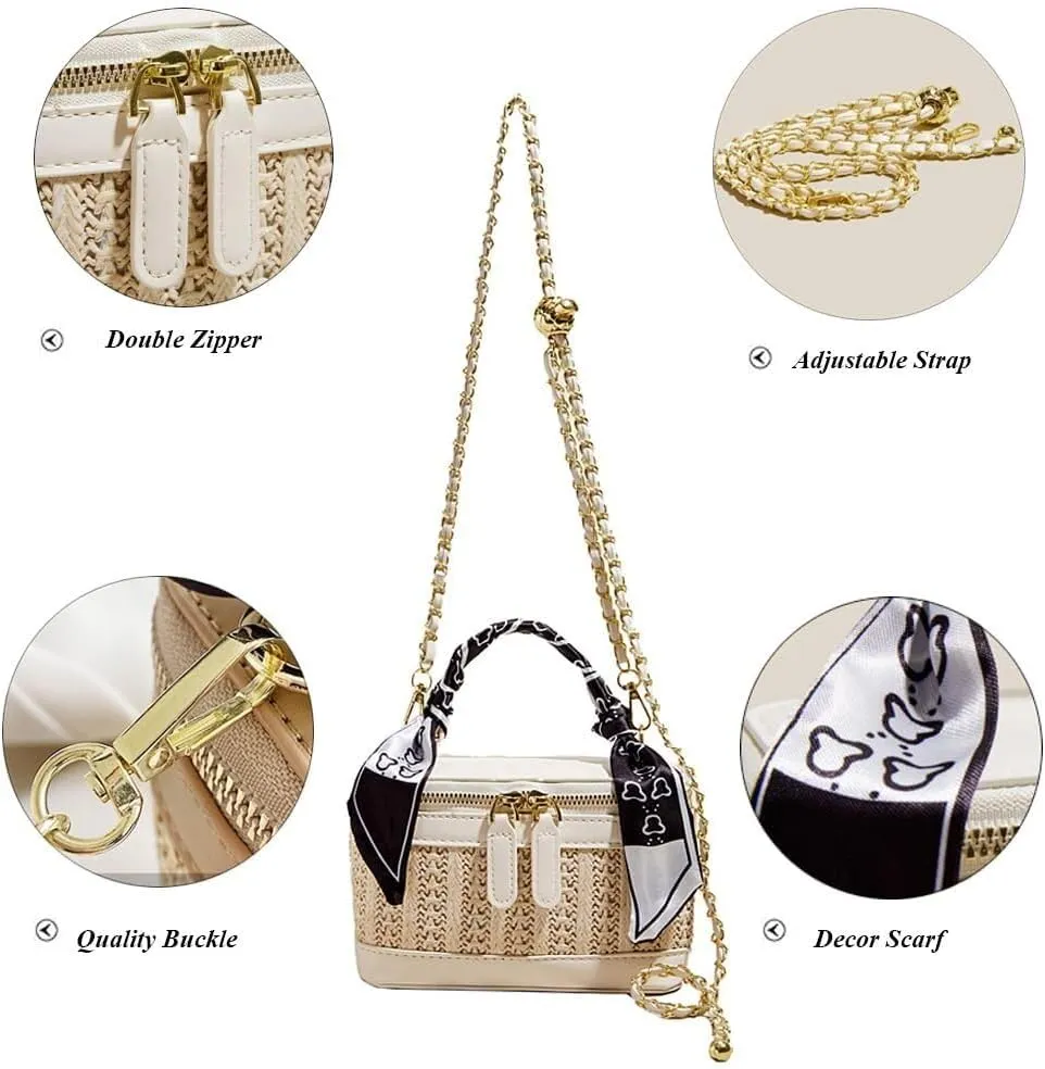 Elegant Designer Leather Evening Clutch Handbag with Gold Chain Shoulder & Crossbody Strap for Women