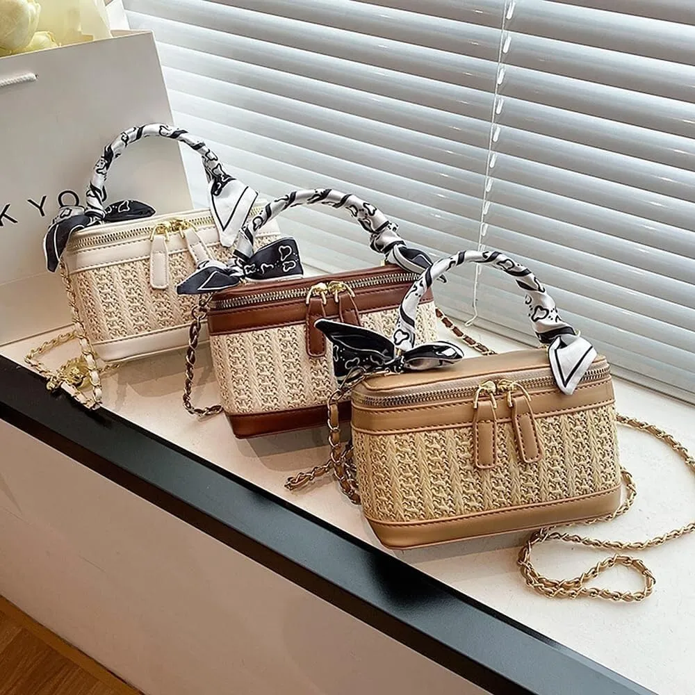 Elegant Designer Leather Evening Clutch Handbag with Gold Chain Shoulder & Crossbody Strap for Women