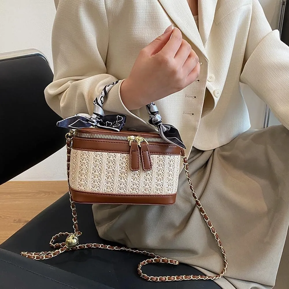 Elegant Designer Leather Evening Clutch Handbag with Gold Chain Shoulder & Crossbody Strap for Women