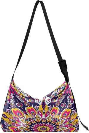 Elegant Mandala Crossbody Bag Hobo Handbag Purse Fashion PU Leather Shoulder Bags for Women