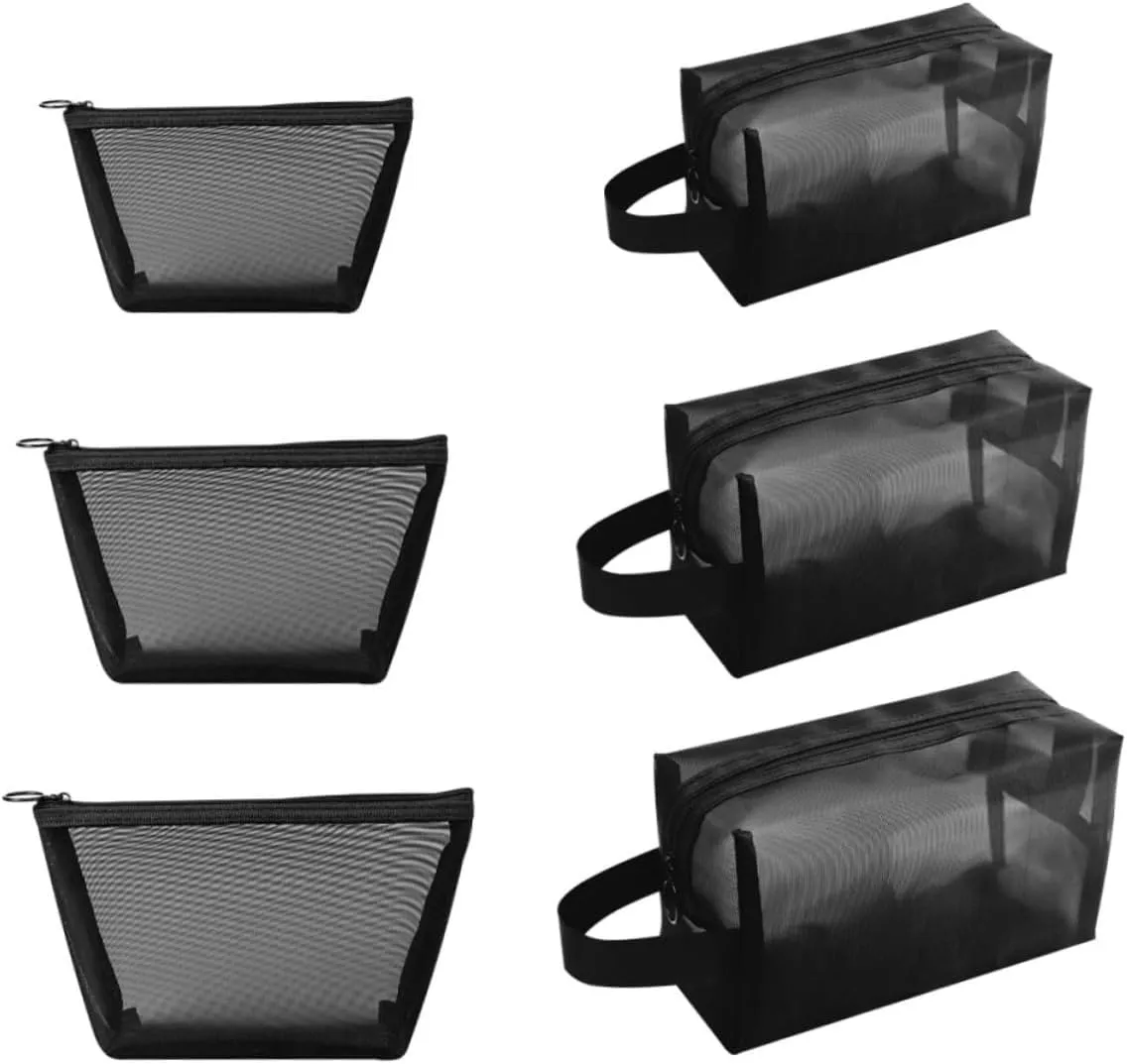 Elegant Mesh Cosmetic Bag Large Capacity Toiletry Bag Organizer Ideal for Travel and Home Use