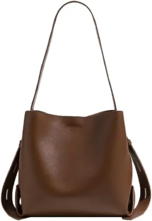 Elegant PU Leather Large Bucket Tote Shoulder & Crossbody Hobo Top-Handle Handbag Purse for Women's Fashion Style