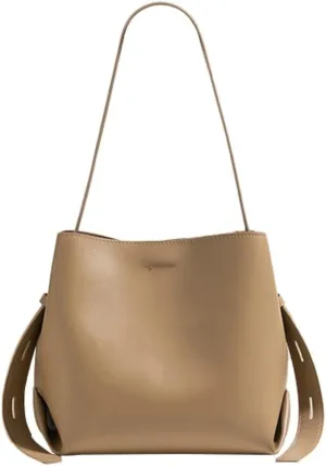 Elegant PU Leather Large Bucket Tote Shoulder & Crossbody Hobo Top-Handle Handbag Purse for Women's Fashion Style