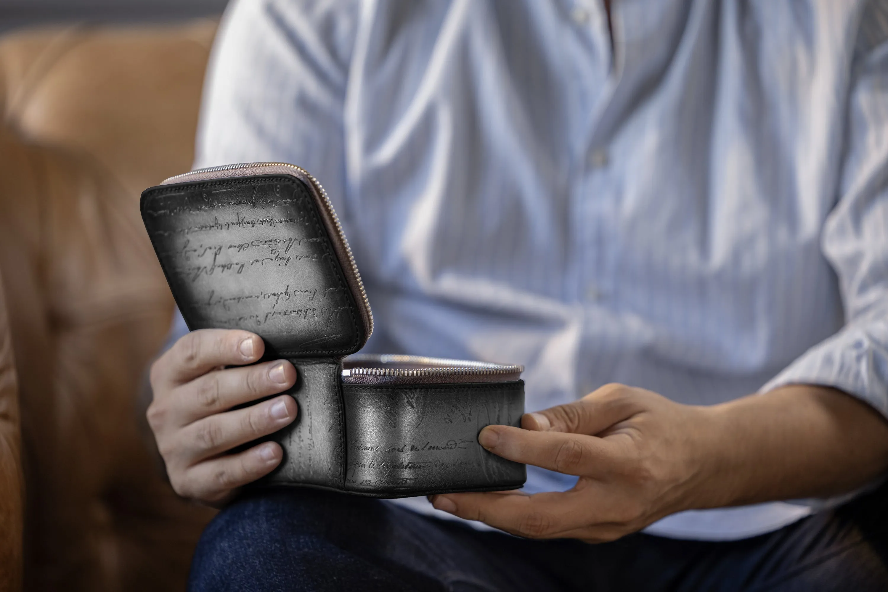 Ephesus Watch Case - Parchment Patina Grey For 2 Watches
