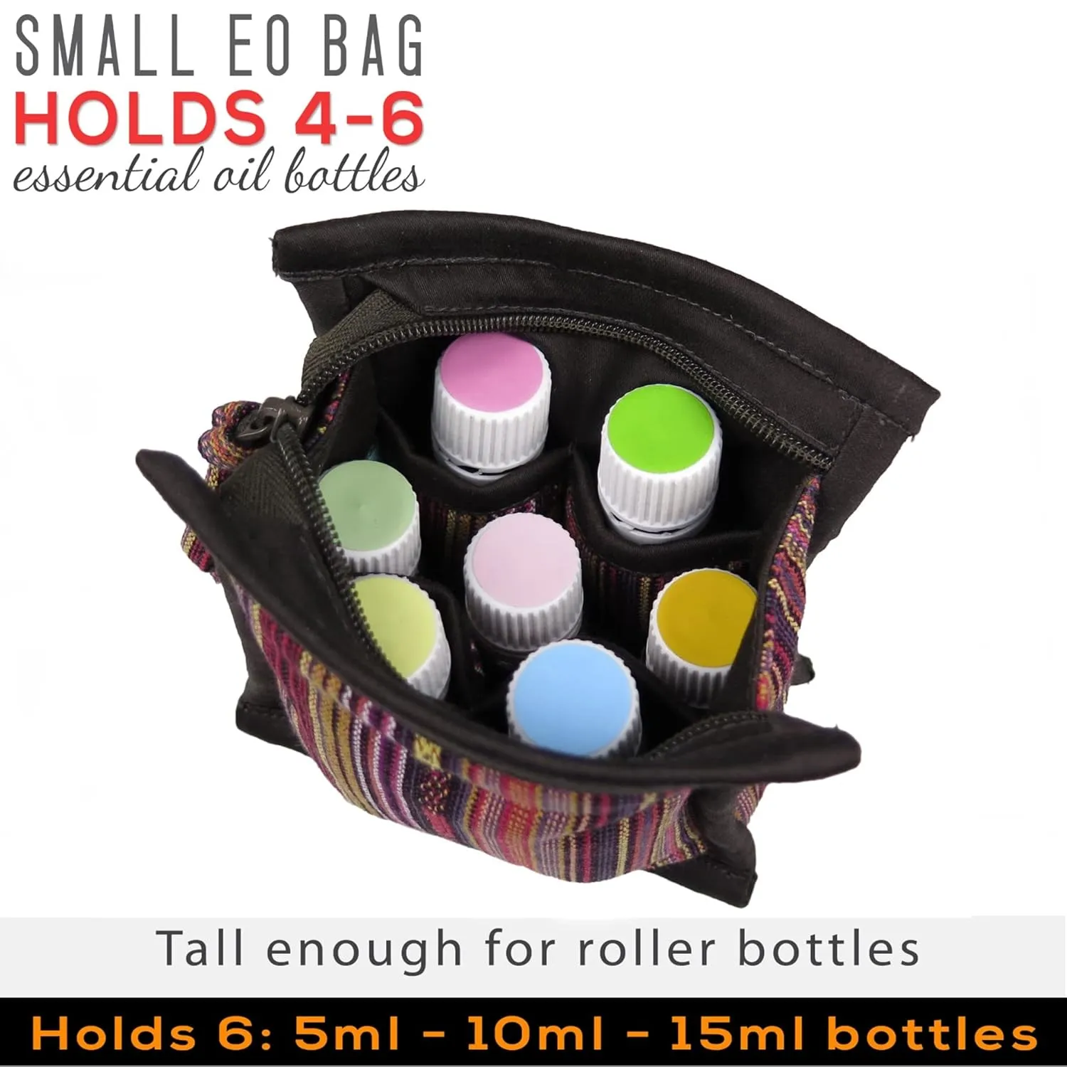 Essential Oil Case for Purse - Earthy Brown - Small Size HOLDS 4-6 Bottles (5ml-15ml, also fits Roller Bottles) - Chic and Compact EO Bags in Multiple Sizes - Perfect size Essential Oil Travel Bag