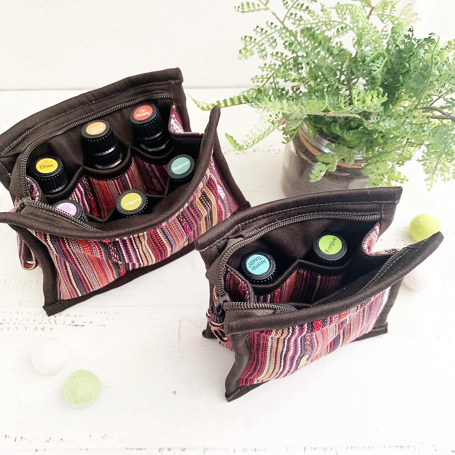 Essential Oil Case for Purse - Earthy Brown - Small Size HOLDS 4-6 Bottles (5ml-15ml, also fits Roller Bottles) - Chic and Compact EO Bags in Multiple Sizes - Perfect size Essential Oil Travel Bag