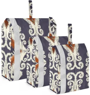Ethic Ikat Bohemian Packing Cubes Set of 3, Lightweight Travel Luggage Organizers Foldable Bags for Easy Packing and Organization