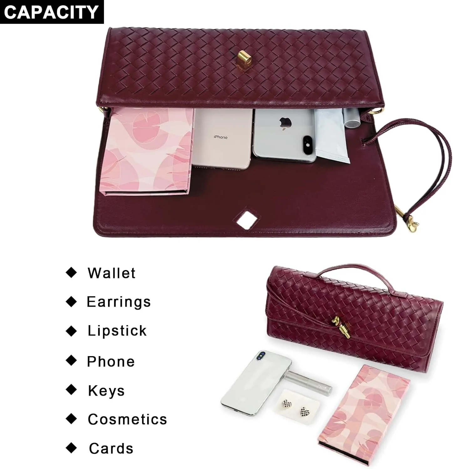 Evening Clutch Purses for Women Formal Handmade Woven Shoulder Handbag Fashion Leather Crossbody Bags for Women