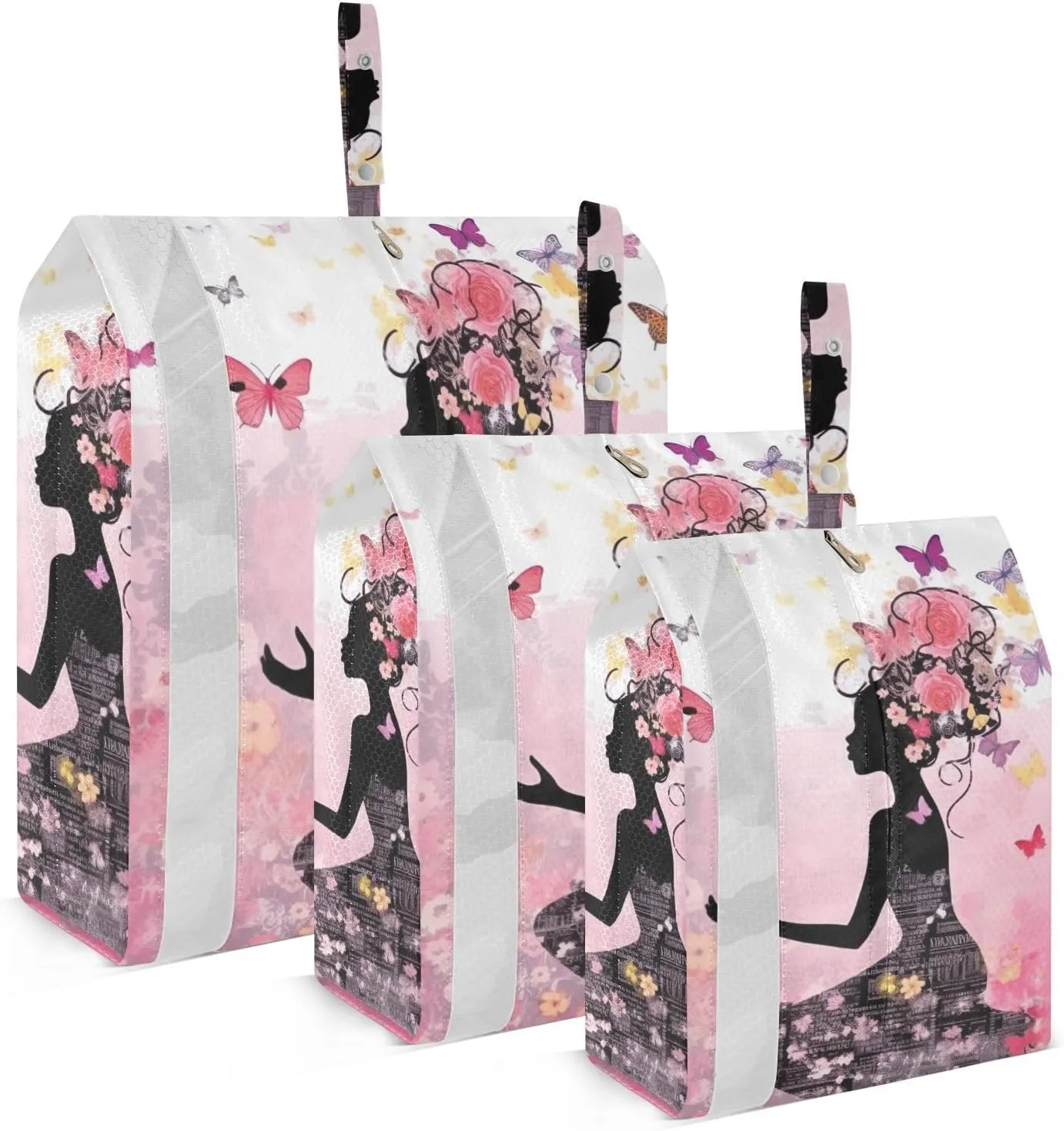 Fairy Girl Butterfly Packing Cubes Set of 3, Lightweight Travel Luggage Organizers Foldable Bags for Easy Packing and Organization