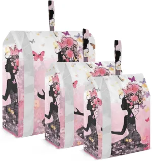 Fairy Girl Butterfly Packing Cubes Set of 3, Lightweight Travel Luggage Organizers Foldable Bags for Easy Packing and Organization