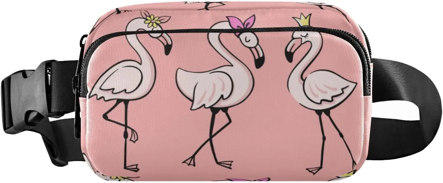 Fanny Pack Crossbody Bags for Women Men Pink Glamorous Flamingos Belt Bag Waterproof Fashion Waist Packs Unisex with Adjustable Strap for Running Workout Travel Hiking Cycling