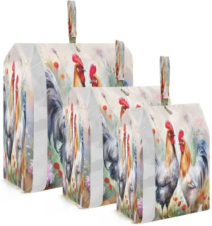 Farmhouse Rooster Packing Cubes for Travel 3 Set Travel Compression Bags Luggage Organizer Bags for Vacation Clothes