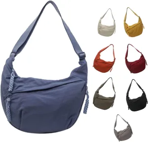 Fashion Plain Color Nylon Crossbody Bag For Women, Slouchy Dumpling and Multi-Pocket Sling Bag, Limorence Roomy Hobo Bags