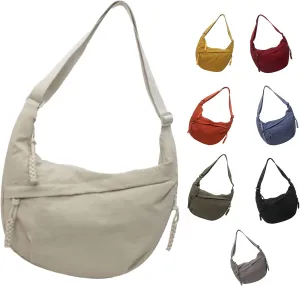 Fashion Plain Color Nylon Crossbody Bag For Women, Slouchy Dumpling and Multi-Pocket Sling Bag, Limorence Roomy Hobo Bags
