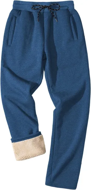 FASKUNOIE Men's Winter Fleece Pants Heavyweight Warm Sherpa Lined Sweatpants Running Jogger Pants with Pockets