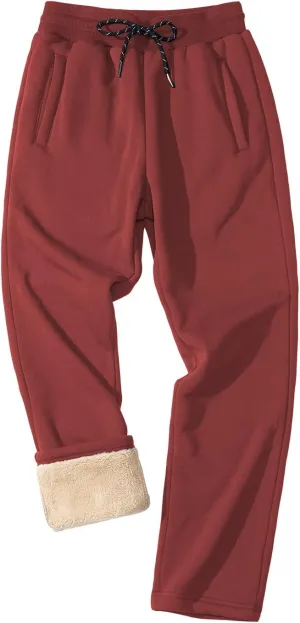 FASKUNOIE Men's Winter Fleece Pants Heavyweight Warm Sherpa Lined Sweatpants Running Jogger Pants with Pockets