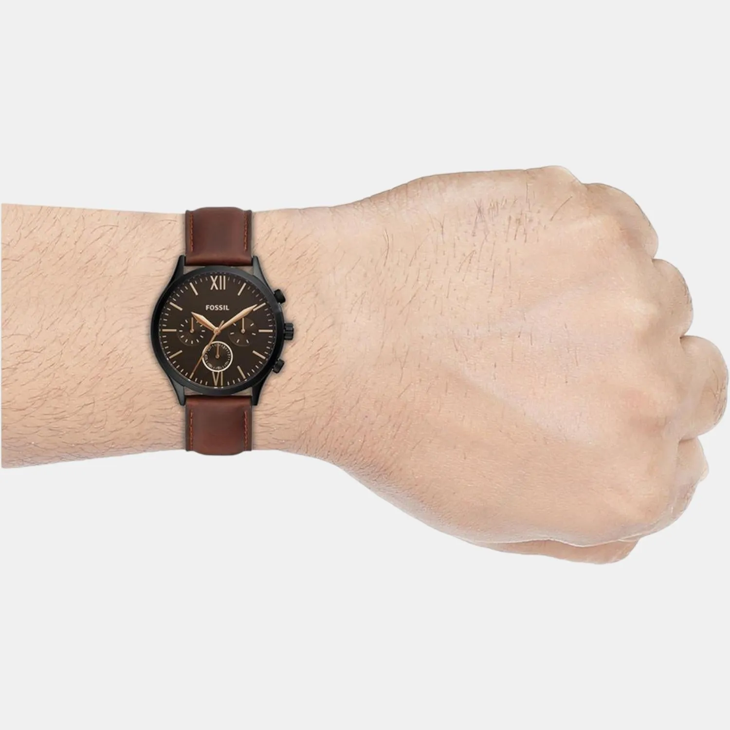 Fenmore Men's Black Dial Chronograph Leather Watch BQ2453