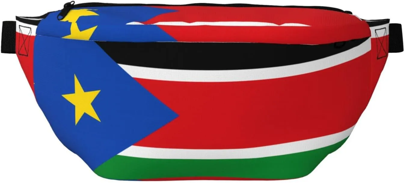 Flag Of South Sudan Stylish Crossbody Waist Pack - Versatile And Compact Travel Pouch For Hands-Free Storage, Black, PBYB-12185A