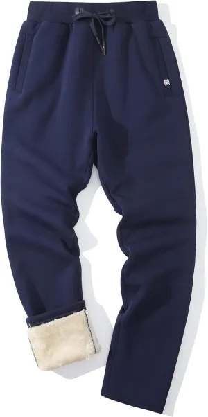 Flygo Men's Winter Warm Fleece Jogger Pants Sherpa Lined Sweatpants Active Track Pants