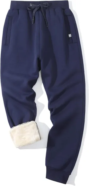 Flygo Men's Winter Warm Fleece Jogger Pants Sherpa Lined Sweatpants Active Track Pants