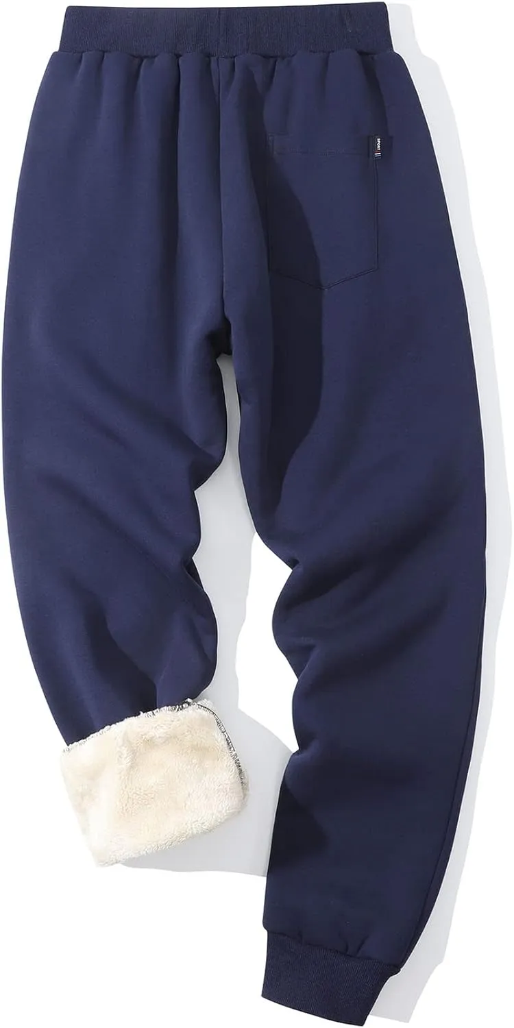 Flygo Men's Winter Warm Fleece Jogger Pants Sherpa Lined Sweatpants Active Track Pants