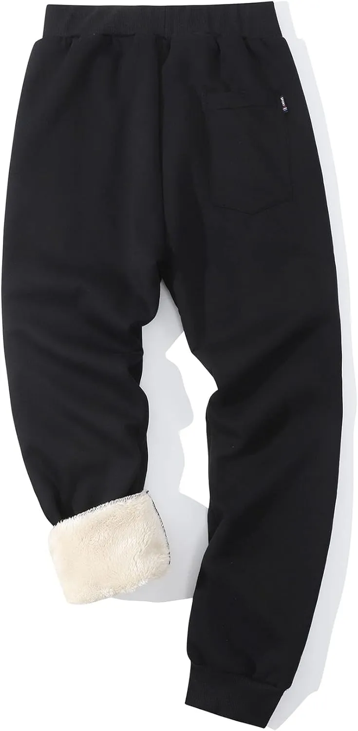 Flygo Men's Winter Warm Fleece Jogger Pants Sherpa Lined Sweatpants Active Track Pants