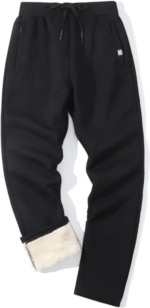 Flygo Men's Winter Warm Fleece Jogger Pants Sherpa Lined Sweatpants Active Track Pants