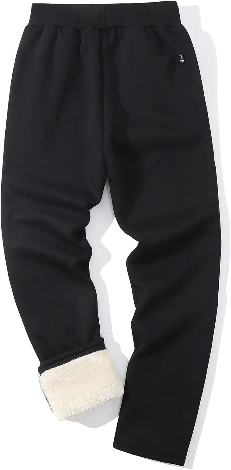 Flygo Men's Winter Warm Fleece Jogger Pants Sherpa Lined Sweatpants Active Track Pants