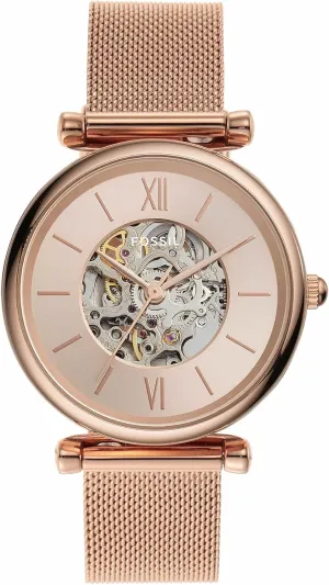Fossil Women's Carlie Automatic Stainless Steel Mesh Three-Hand Watch