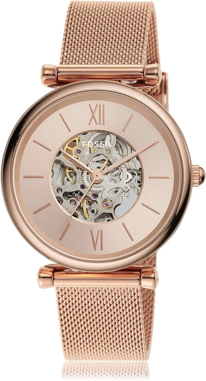 Fossil Women's Carlie Automatic Stainless Steel Mesh Three-Hand Watch