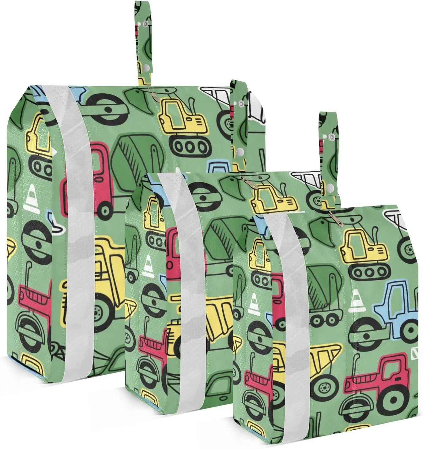 Funny Excavators Vehicles Packing Cubes Set of 3, Lightweight Travel Luggage Organizers Foldable Bags for Easy Packing and Organization