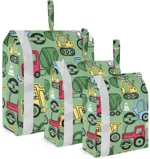 Funny Excavators Vehicles Packing Cubes Set of 3, Lightweight Travel Luggage Organizers Foldable Bags for Easy Packing and Organization