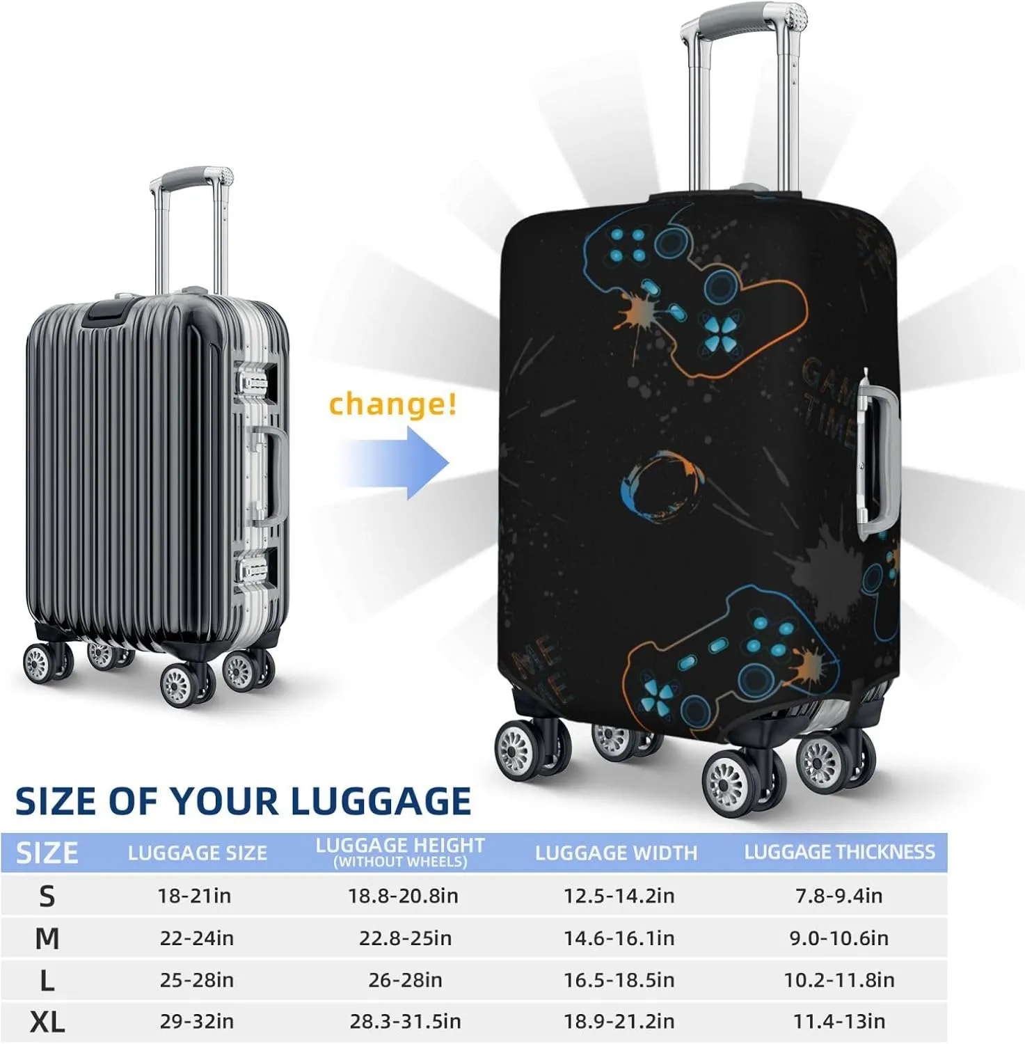 Game Time Luggage Cover,Washable Suitcase Covers Fashion Luggage Covers,Anti-Scratch Suitcase Protector Cover