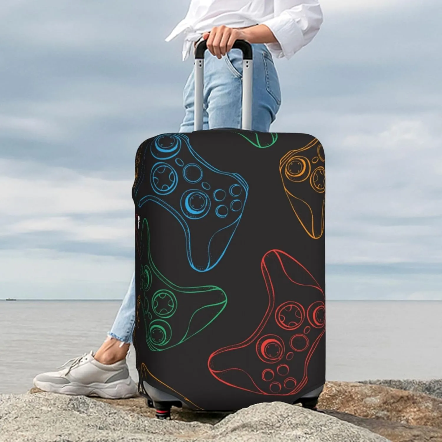 Gamepad Joystick Game Luggage Cover,Washable Suitcase Covers Fashion Luggage Covers,Anti-Scratch Suitcase Protector Cover