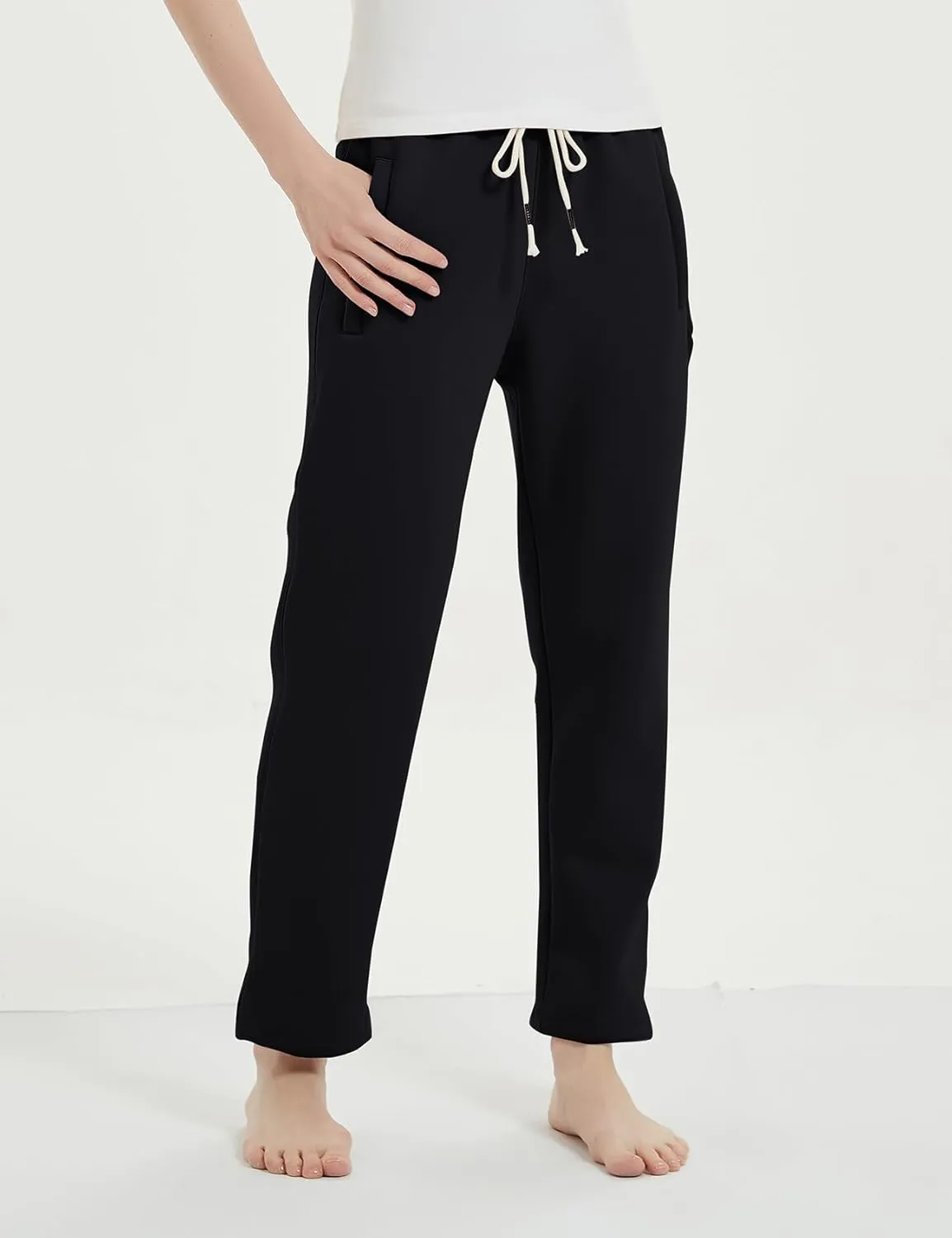 Gihuo Women's Sherpa Lined Sweatpants Winter Warm Fleece Lined Sweatpants with Pockets Fleece Jogger Pants