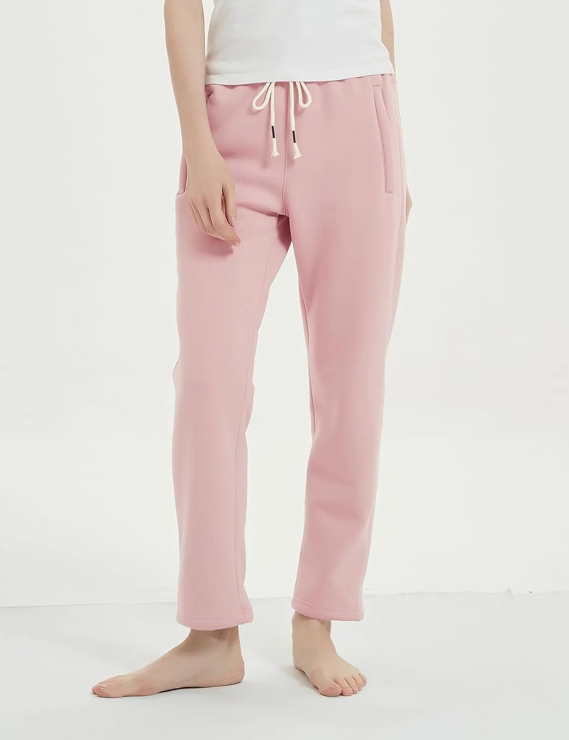 Gihuo Women's Sherpa Lined Sweatpants Winter Warm Fleece Lined Sweatpants with Pockets Fleece Jogger Pants