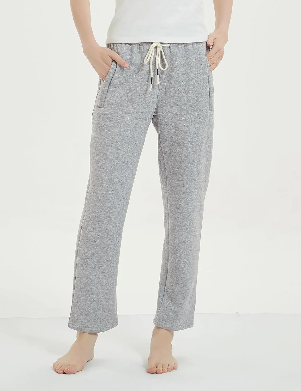 Gihuo Women's Sherpa Lined Sweatpants Winter Warm Fleece Lined Sweatpants with Pockets Fleece Jogger Pants