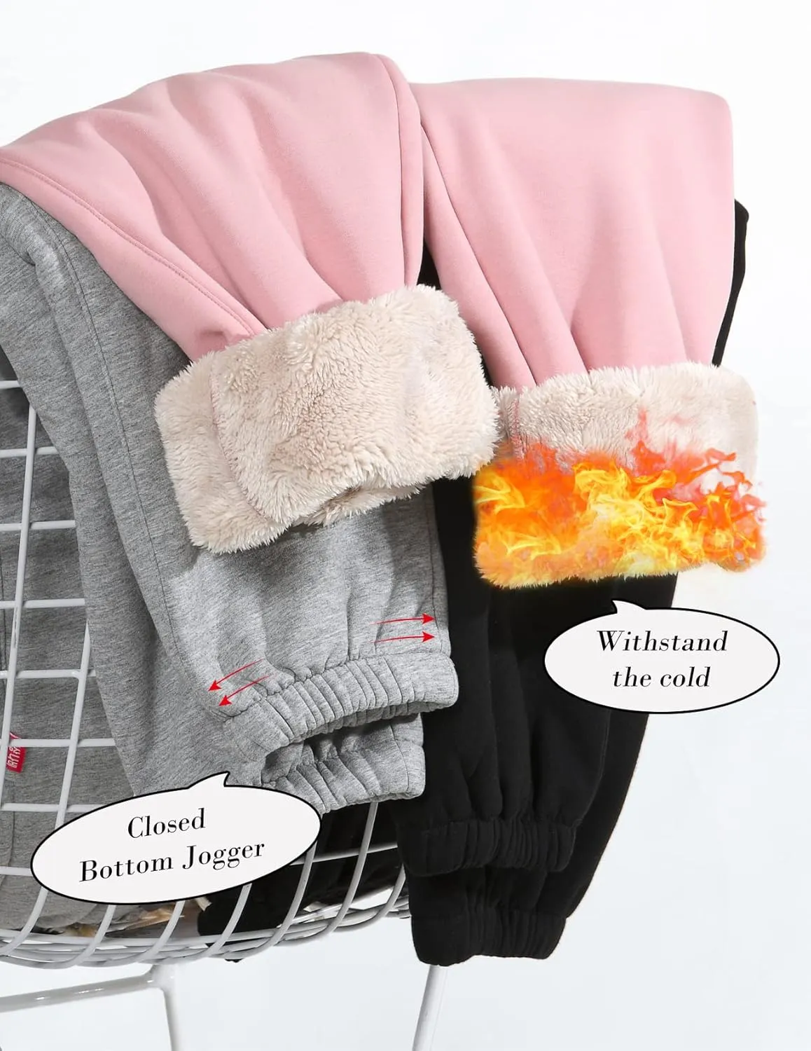 Gihuo Women's Sherpa Lined Sweatpants Winter Warm Fleece Lined Sweatpants with Pockets Fleece Jogger Pants