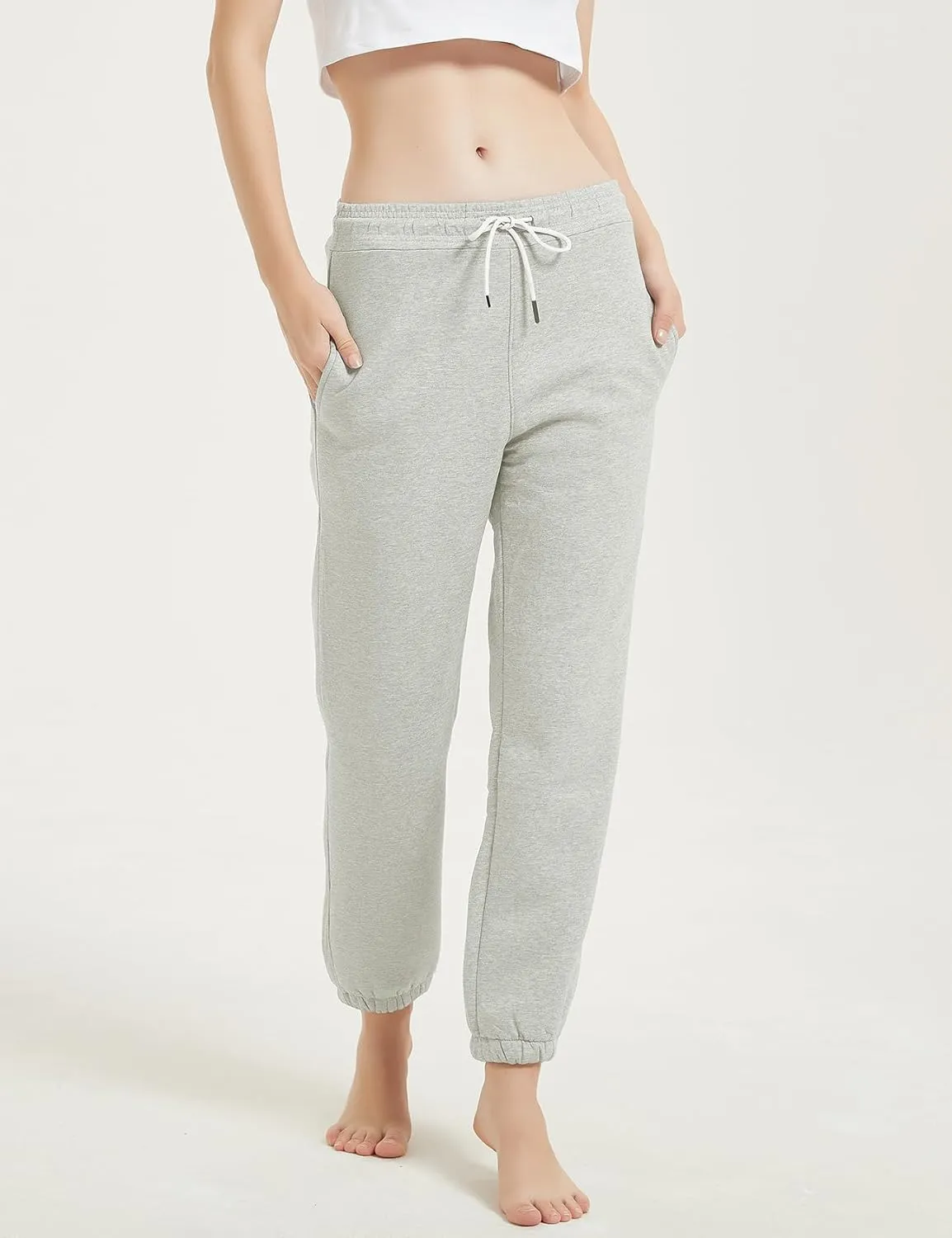 Gihuo Women's Sherpa Lined Sweatpants Winter Warm Fleece Lined Sweatpants with Pockets Fleece Jogger Pants
