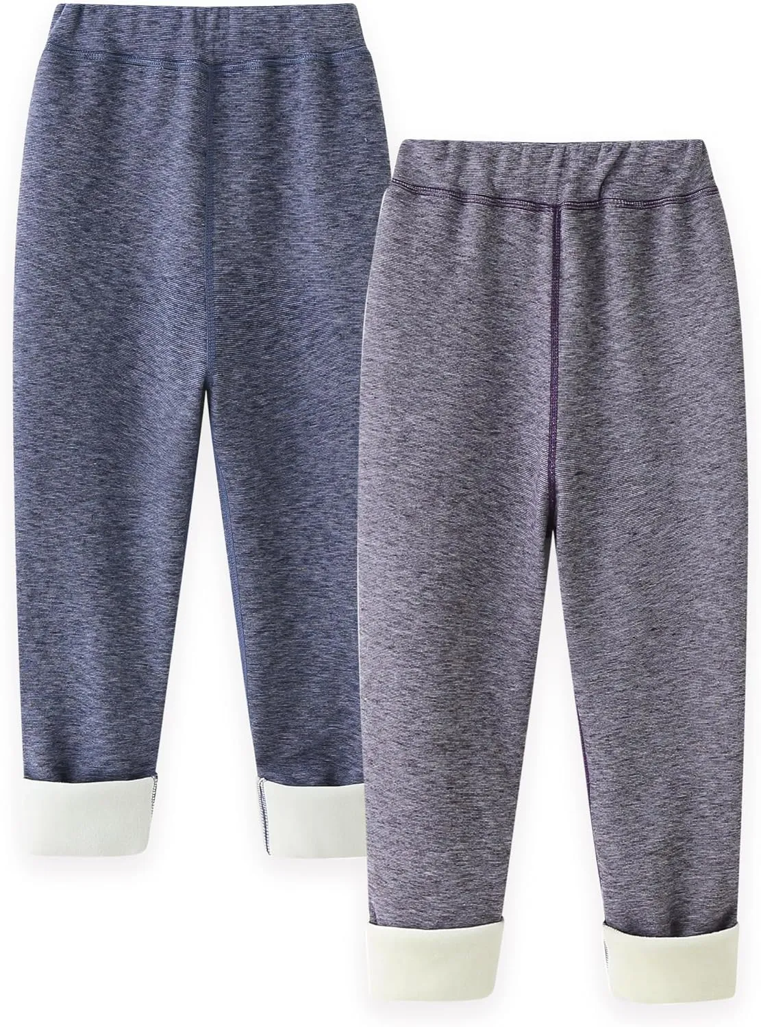 Girls Winter Leggings Thick Cotton Fleece Lined Girls Pants Warm Stretchy Thermal Tights Pants 2 Pack
