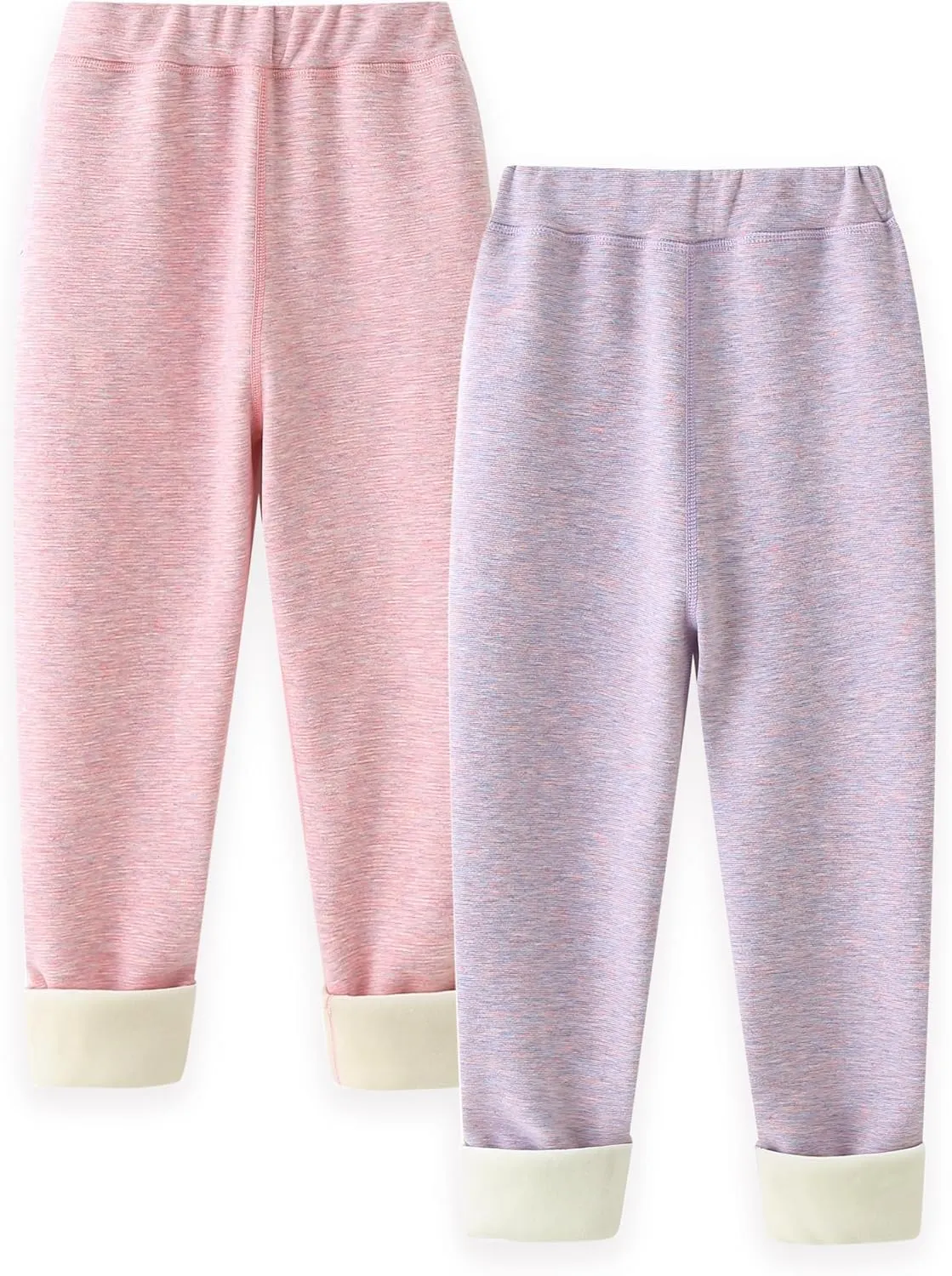 Girls Winter Leggings Thick Cotton Fleece Lined Girls Pants Warm Stretchy Thermal Tights Pants 2 Pack