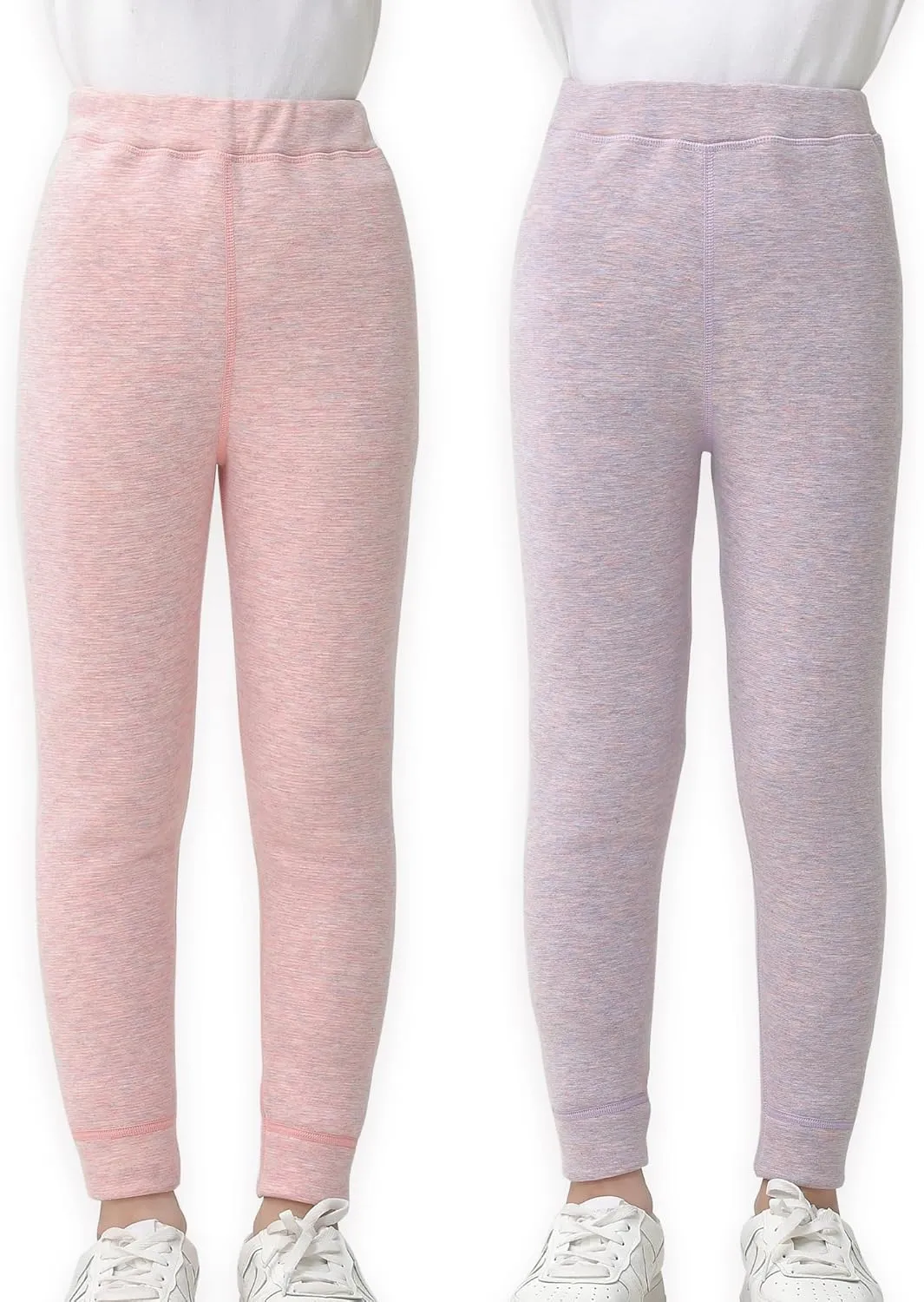 Girls Winter Leggings Thick Cotton Fleece Lined Girls Pants Warm Stretchy Thermal Tights Pants 2 Pack