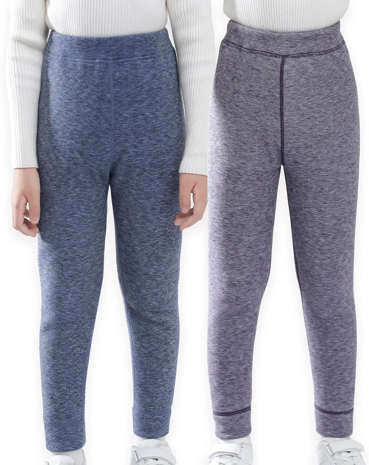 Girls Winter Leggings Thick Cotton Fleece Lined Girls Pants Warm Stretchy Thermal Tights Pants 2 Pack