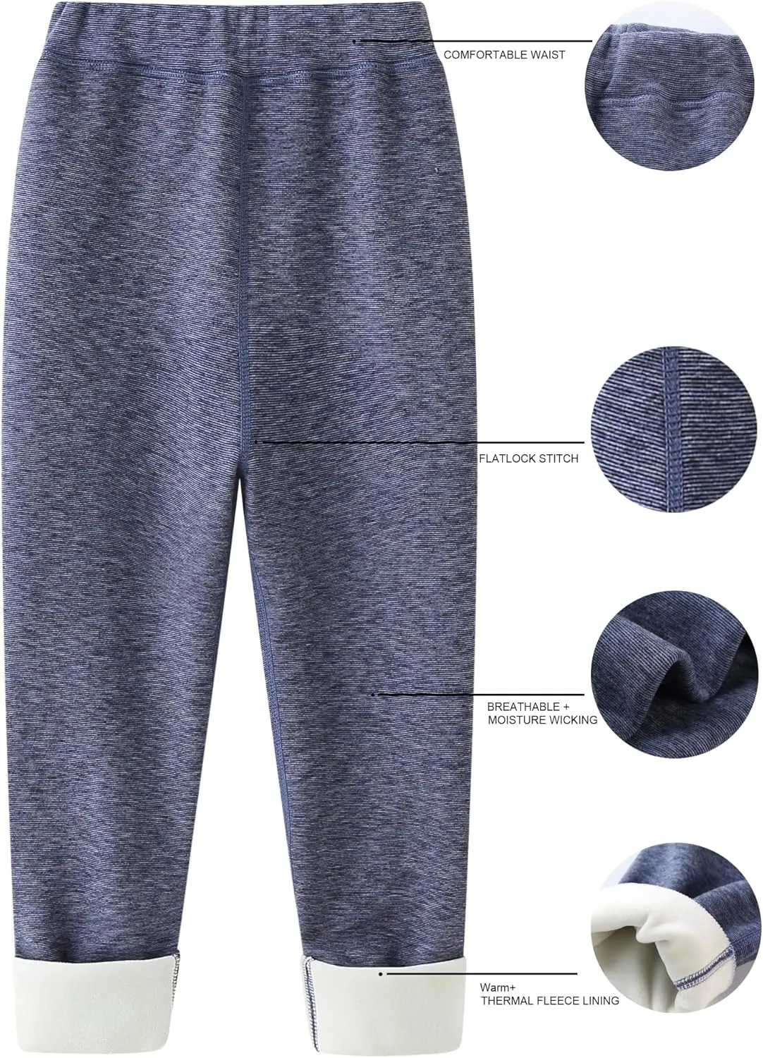 Girls Winter Leggings Thick Cotton Fleece Lined Girls Pants Warm Stretchy Thermal Tights Pants 2 Pack