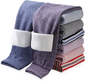 Girls Winter Leggings Thick Cotton Fleece Lined Girls Pants Warm Stretchy Thermal Tights Pants 2 Pack