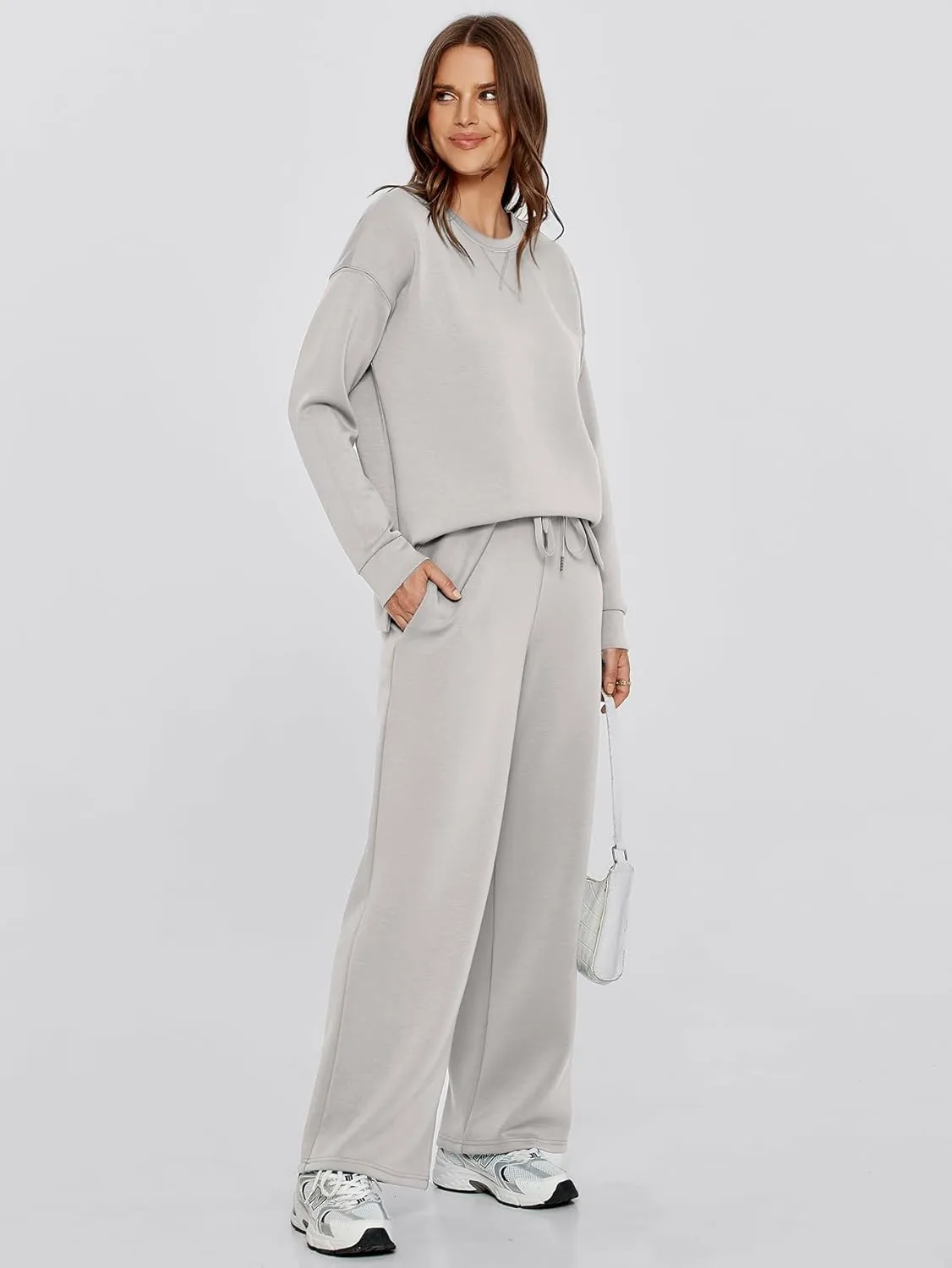 Glamaker Womens 2 Piece Lounge Set Long Sleeve Pullover Tops Long Pants Casual Sweatsuits Tracksuit Sets with Pockets