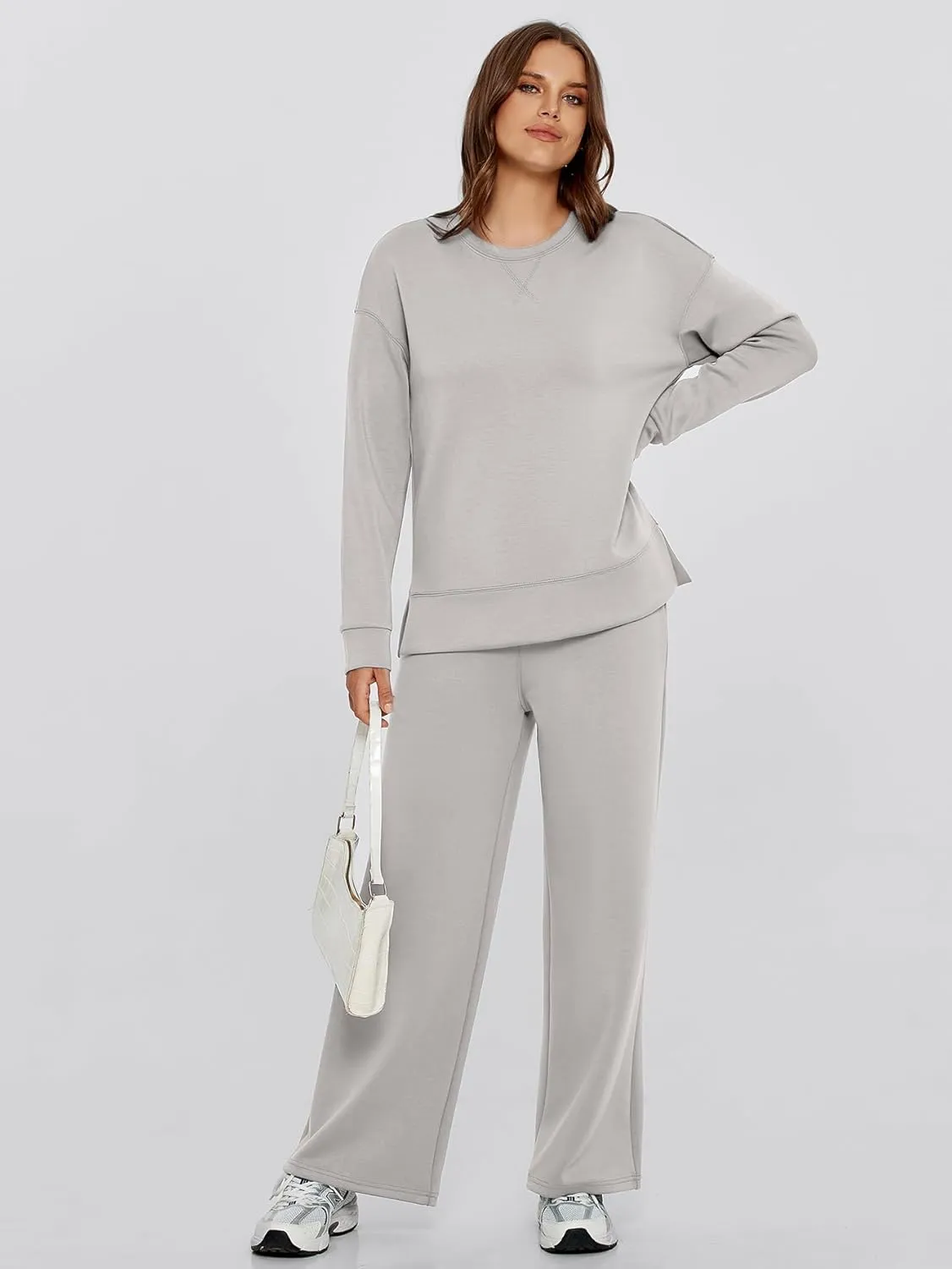 Glamaker Womens 2 Piece Lounge Set Long Sleeve Pullover Tops Long Pants Casual Sweatsuits Tracksuit Sets with Pockets