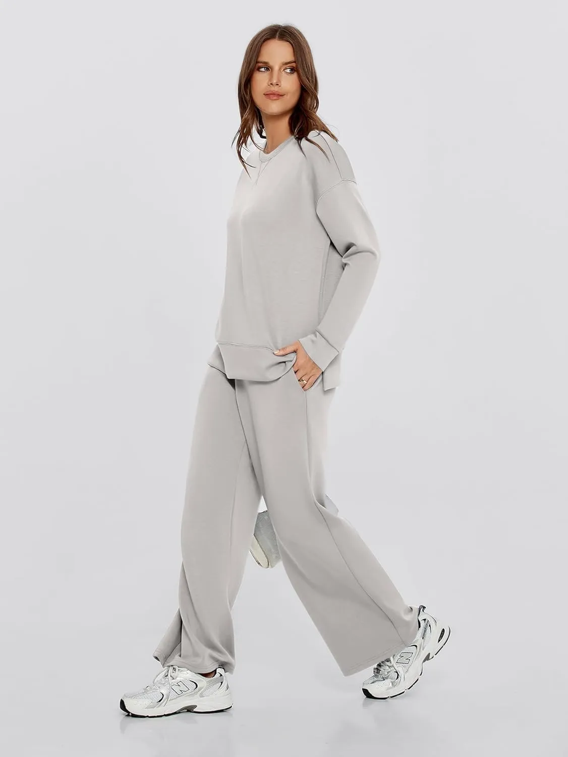 Glamaker Womens 2 Piece Lounge Set Long Sleeve Pullover Tops Long Pants Casual Sweatsuits Tracksuit Sets with Pockets