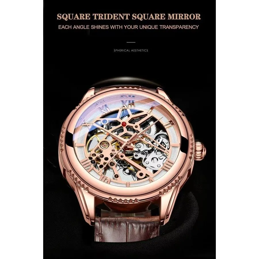 GlowLux Leather Automatic Mechanical Watch