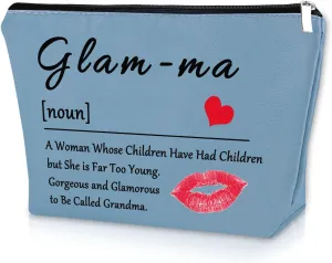 Grandma Gift from Grandchildren Makeup Bag Blue Gifts for Grandma Mother's Day Gifts for Grandma Cosmetic Bag Nana Gifts from Grandkids Grandmother Birthday Gifts from Granddaughter Travel Pouch